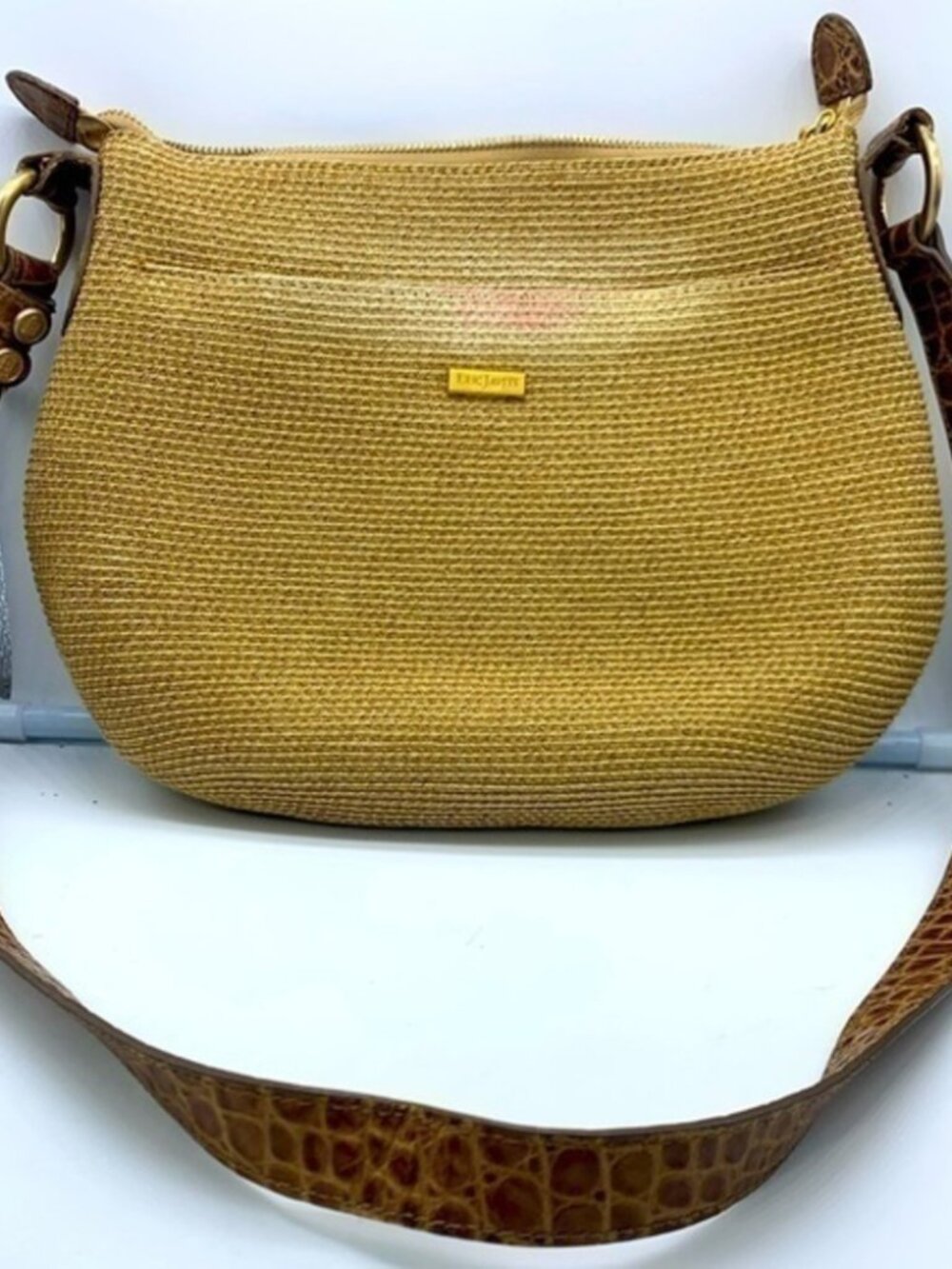 Eric Javits Tan Woven Straw Shoulder Bag